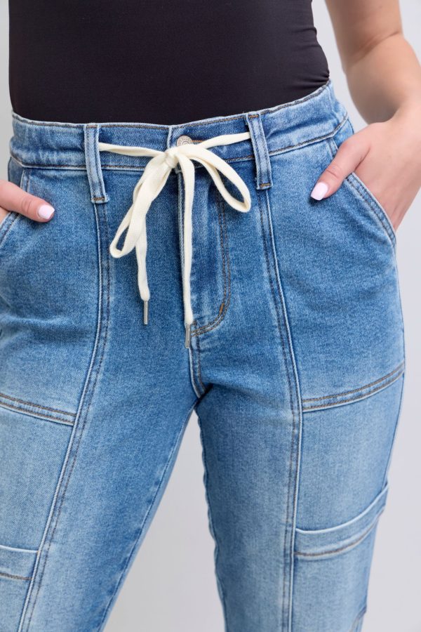 Clayton High Rise Cuffed Cargo Denim Jogger Online - Image 3