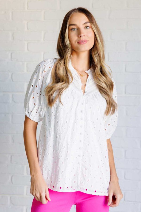 I ll Let You Know Eyelet Lace Blouse on Sale