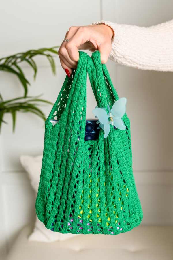 Girls Day Open Weave Bag in Green on Sale