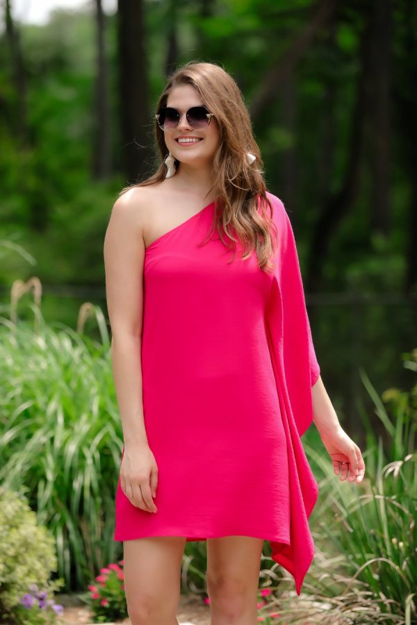 Next Chapter One Shoulder Dress in Magenta Online - Image 2