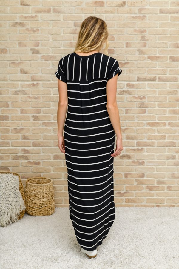 Striped Maxi Dress In Black Fashion - Image 4