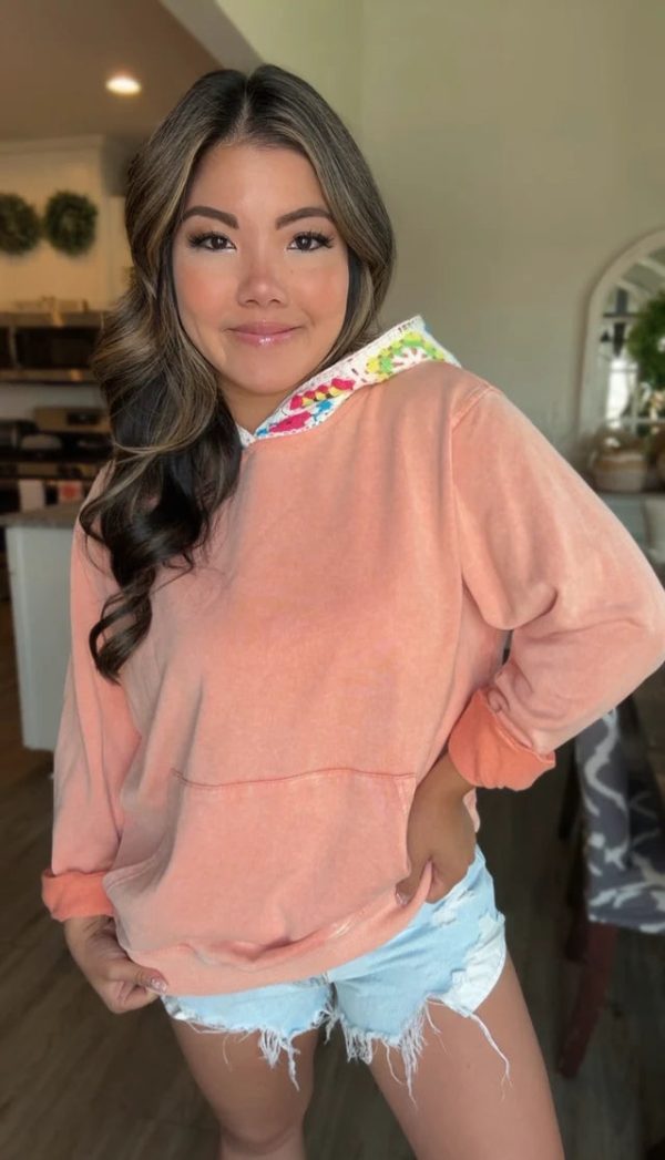 Sia Acid Wash Crochet Hoodie Sale - Image 3
