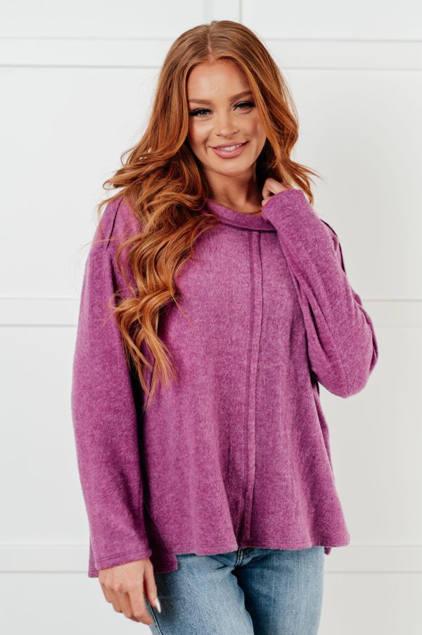 Simple Silhouette Brushed Hacci Sweater in Light Plum Cheap - Image 3