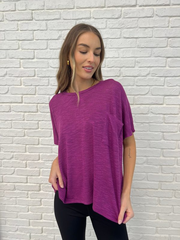 Basically Flowing Dolman Sleeve Top in Lt Plum For Sale