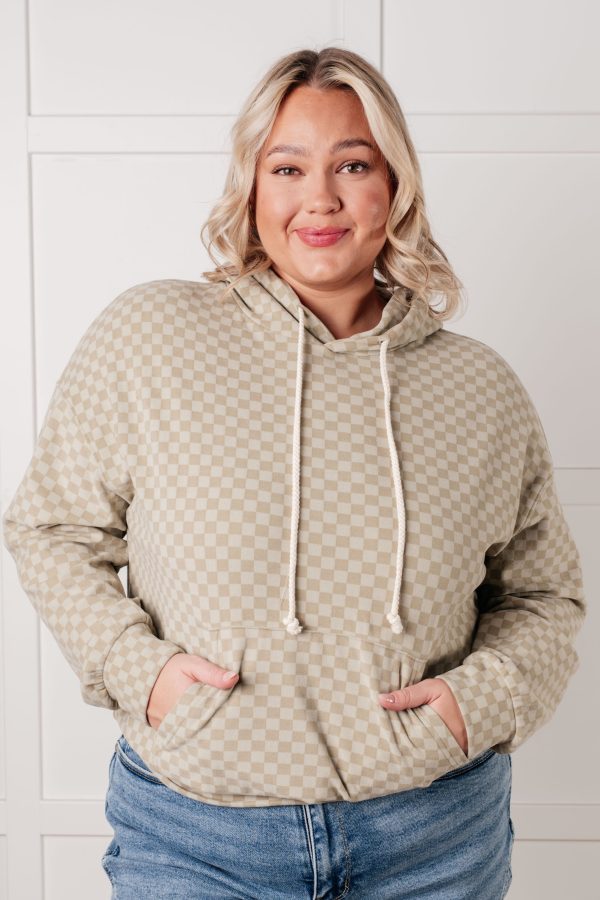 Ask Me Out Checkered Hoodie in Sage Online Sale - Image 3