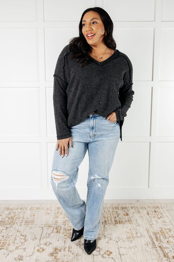 Basically Freezing Brushed Hacci Top in Black For Discount - Image 4