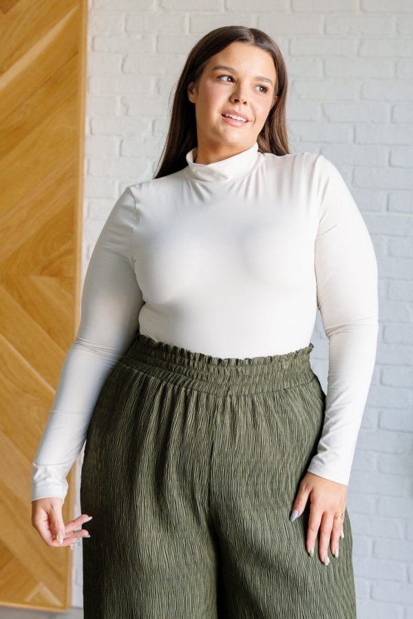 Simple Situation Mock Neck Bodysuit in White Pearl For Cheap - Image 4