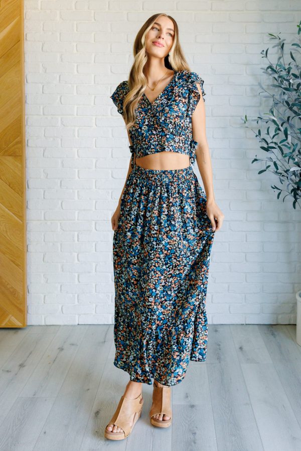Flutter of Florals V-Neck Crop and Skirt Set Cheap - Image 2