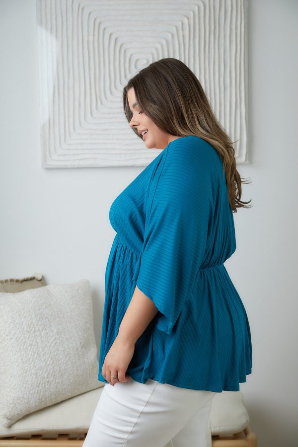 Storied Moments Draped Peplum Top in Teal Online Sale - Image 4