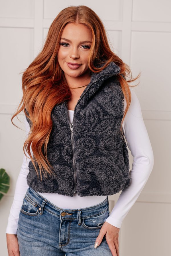 Just One More Layer Paisley Sherpa Print Vest For Sale