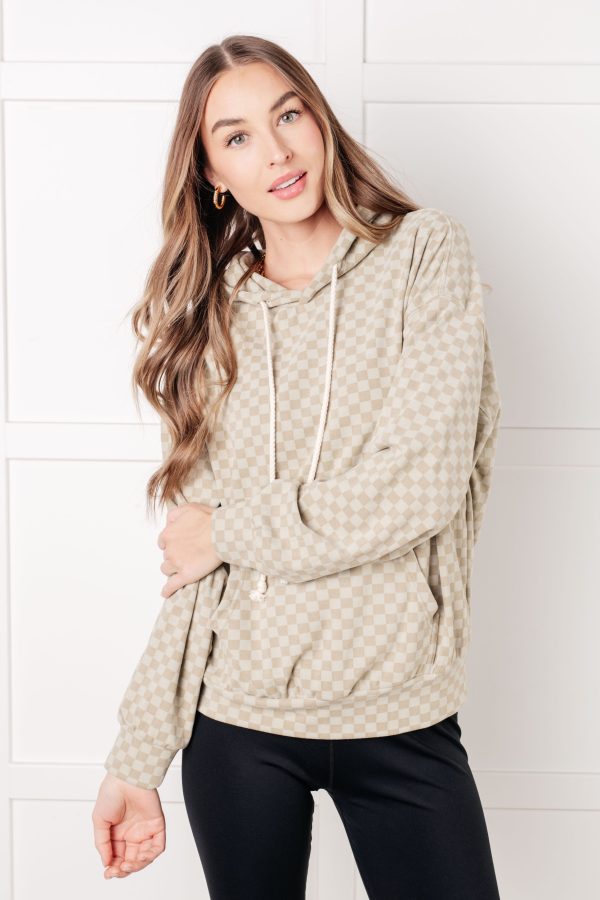 Ask Me Out Checkered Hoodie in Sage Online Sale - Image 2
