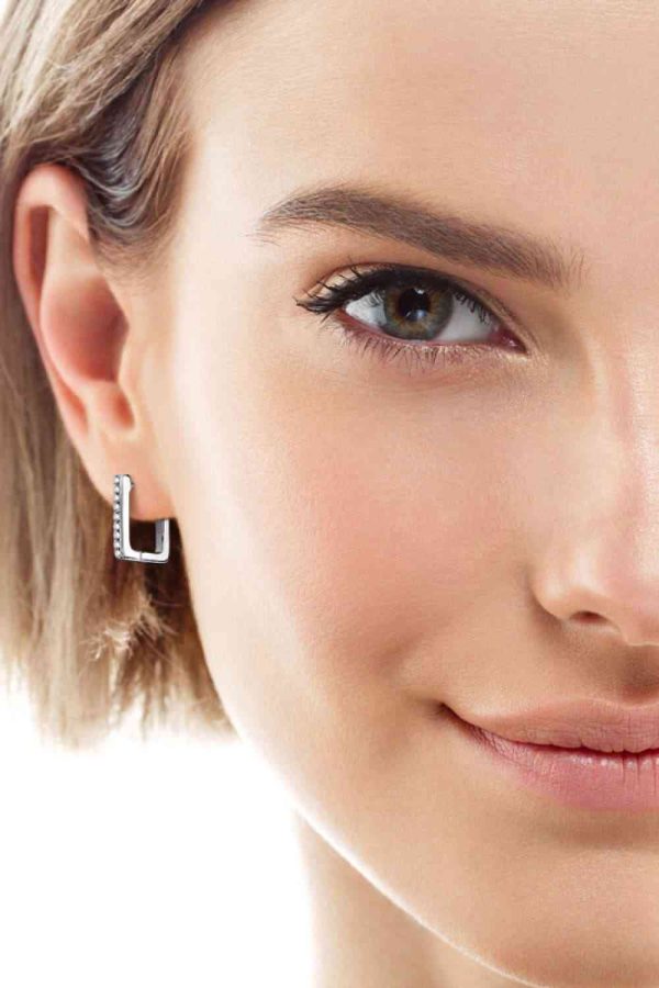 Moissanite Geometric 925 Sterling Silver Earrings Online - Image 2