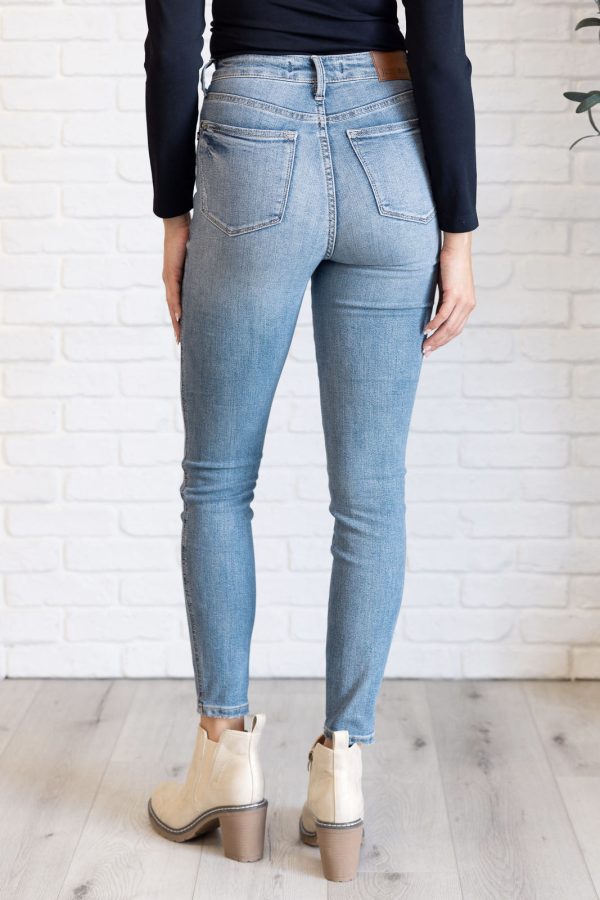 Justine High Rise Control Top Contrast Wash Skinny Jeans For Cheap - Image 5