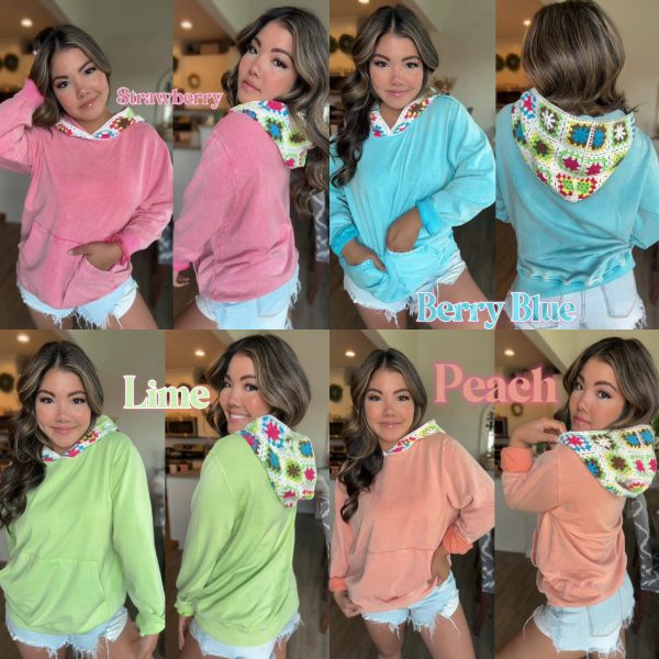 Sia Acid Wash Crochet Hoodie Sale