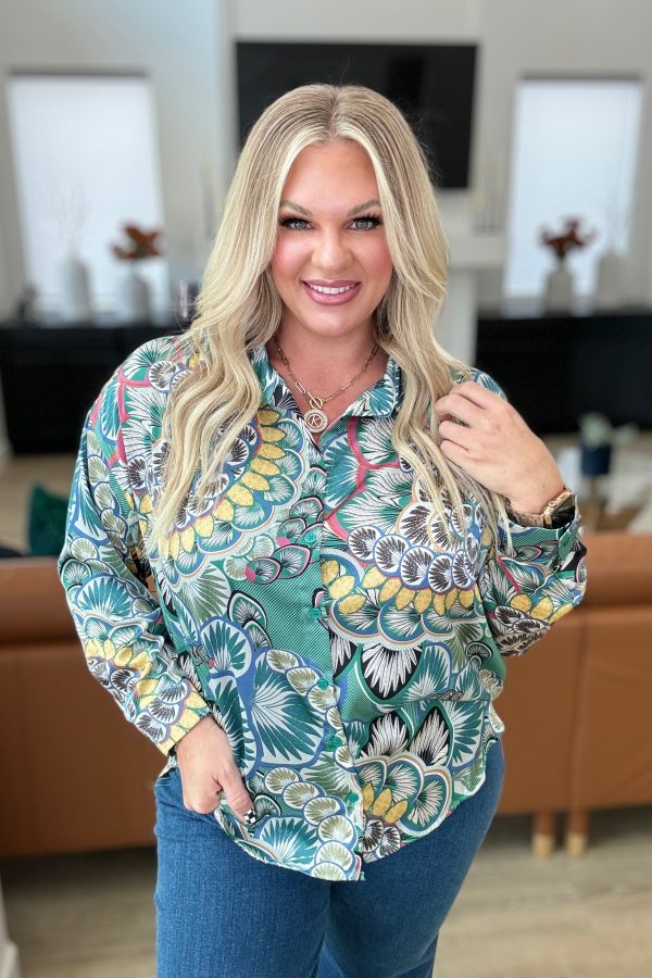 In the Willows Button Up Blouse in Teal Paisley Cheap - Image 3