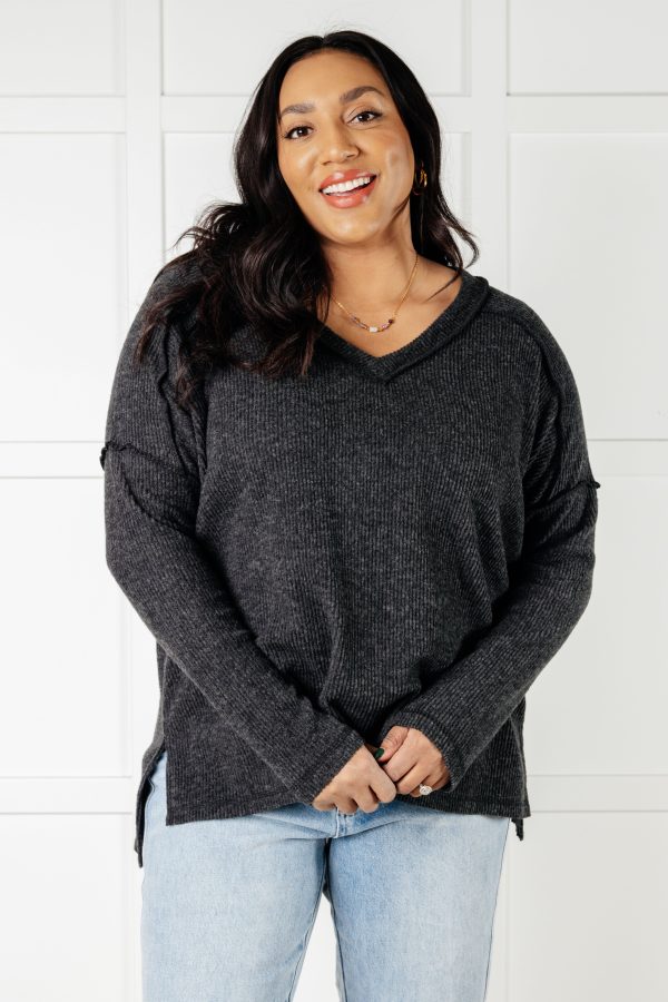 Basically Freezing Brushed Hacci Top in Black For Discount - Image 2