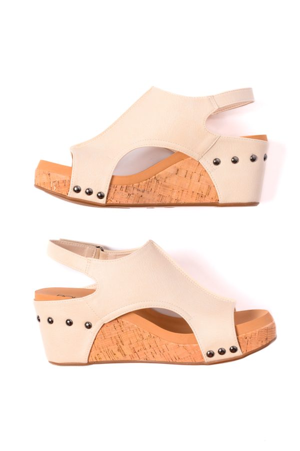 Carley Wedge Sandals in Cream on Sale - Image 2