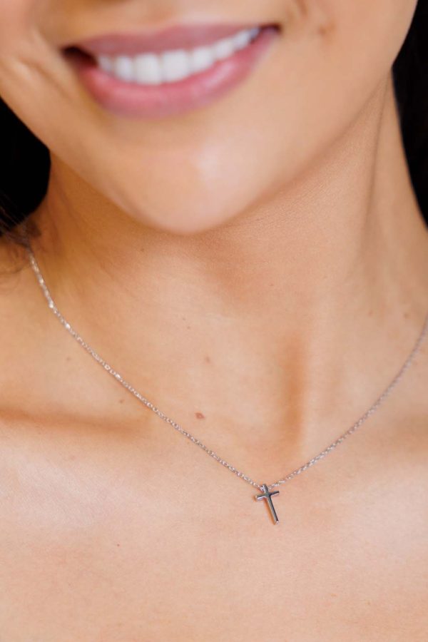 Dainty Silver Cross Necklace Supply - Image 2