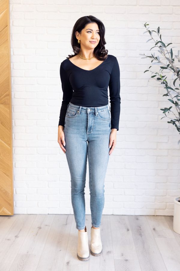 Justine High Rise Control Top Contrast Wash Skinny Jeans For Cheap - Image 2