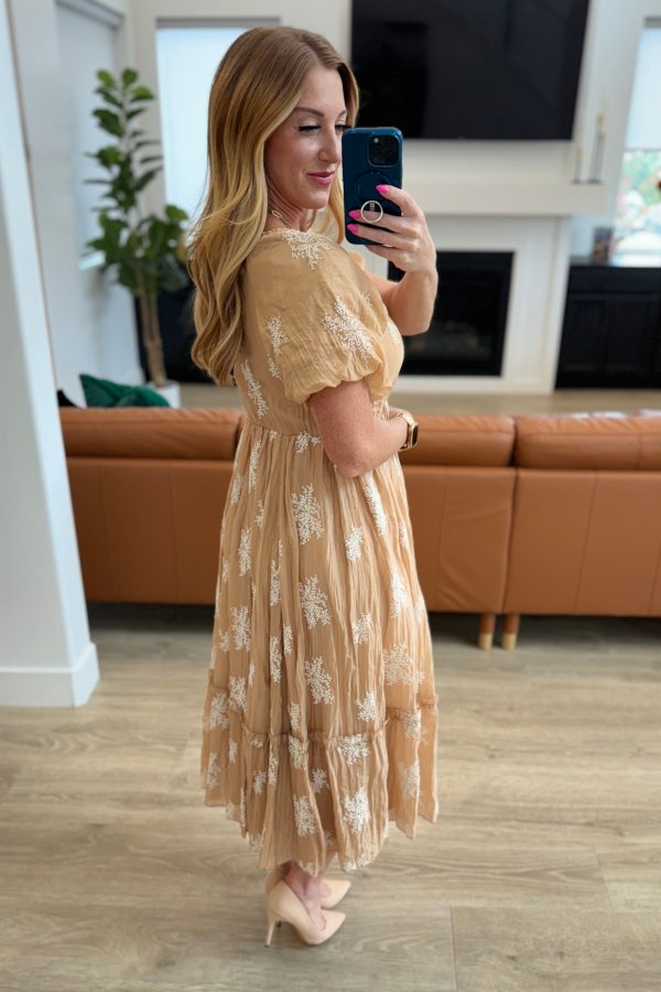 Trusting My Intuition Balloon Sleeve Dress in Camel Fashion - Image 4