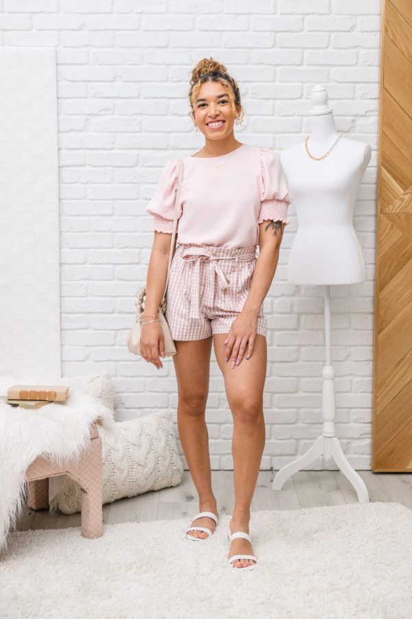 Prim & Pretty Gingham Tie Shorts Sale