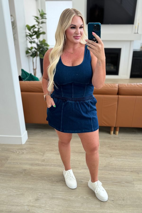 City Siren Skort in Denim on Sale