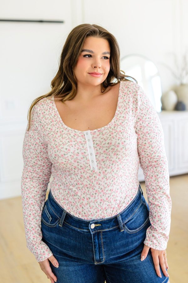 Wistful Wishes Floral Henley Bodysuit Online now - Image 2