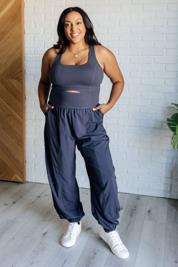 Raising Heart Rate Cutout Jumpsuit in Charcoal Online Hot Sale - Image 2