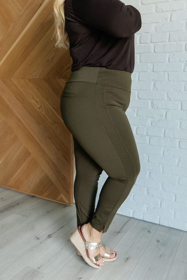 Magic Ankle Crop Skinny Pants in Olive Sale - Image 5