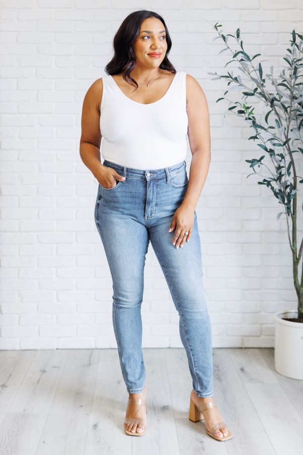 Justine High Rise Control Top Contrast Wash Skinny Jeans For Cheap