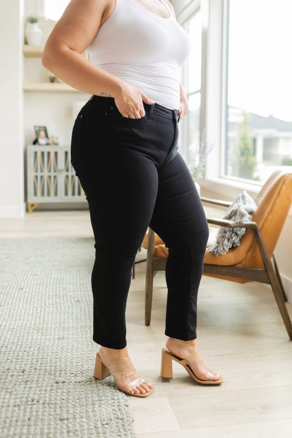 Edith Mid Rise Classic Slim Jeans in Black Online now - Image 3