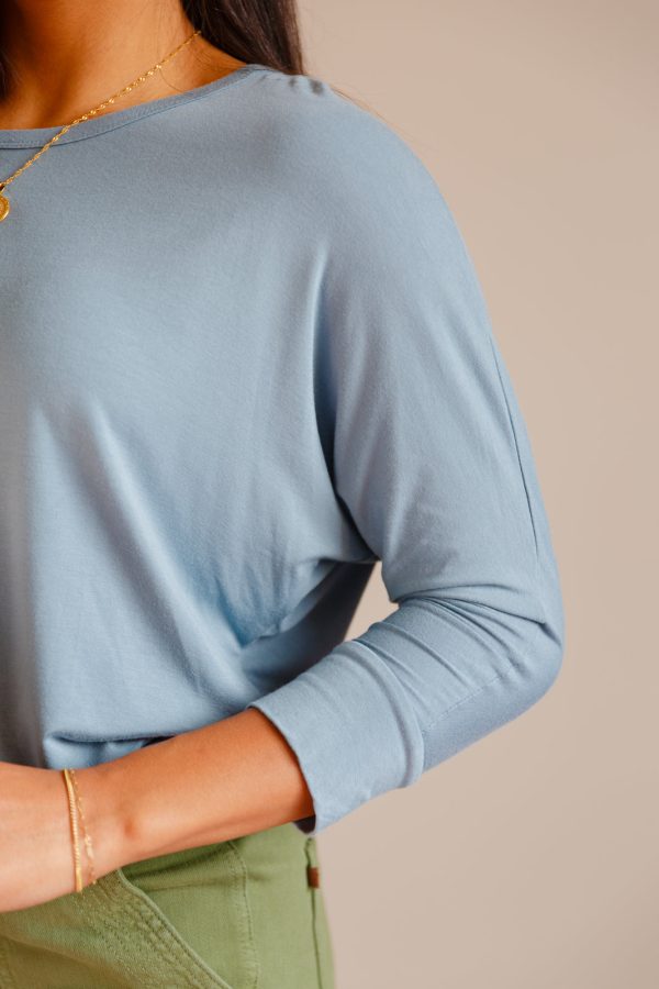 Daytime Boat Neck Top in Blue Gray For Discount - Image 2