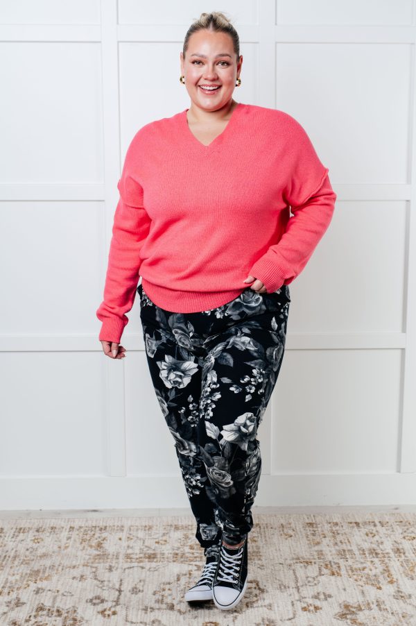 Very Understandable V-Neck Sweater in Pink Online Sale