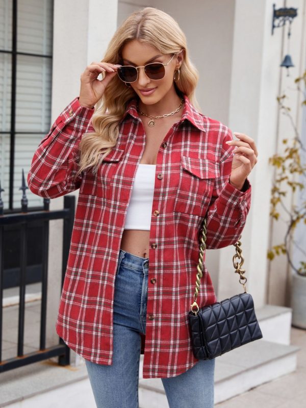 Mandy Plaid Button Up Long Sleeve Shirt Online now - Image 5