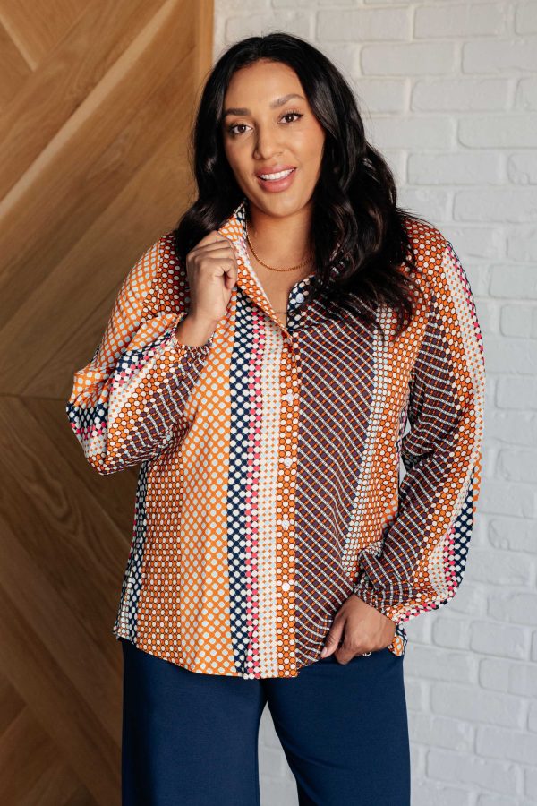 Moderately Mod Polka Dot Button Up Top Cheap - Image 2