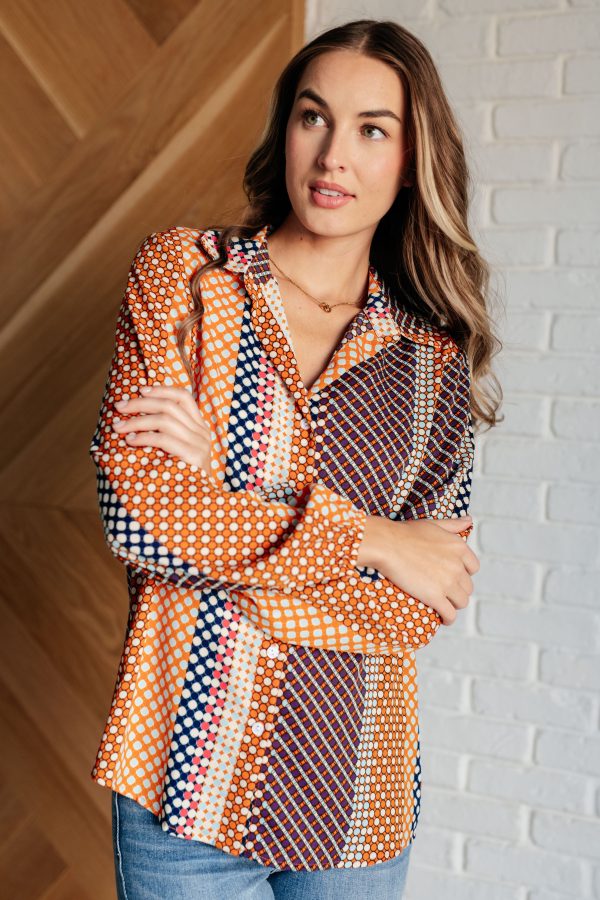Moderately Mod Polka Dot Button Up Top Cheap