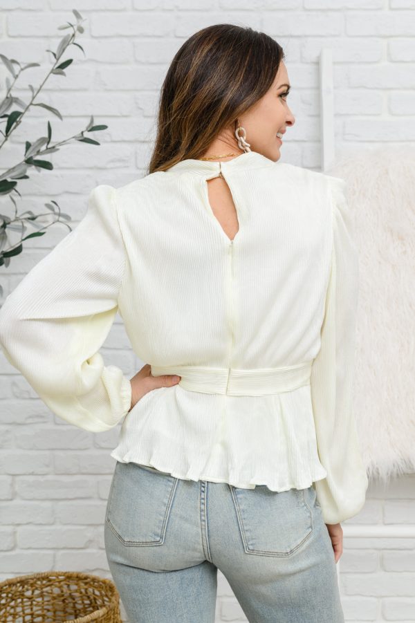 Xanidu Long Sleeve V Neck Blouse in White Supply - Image 2