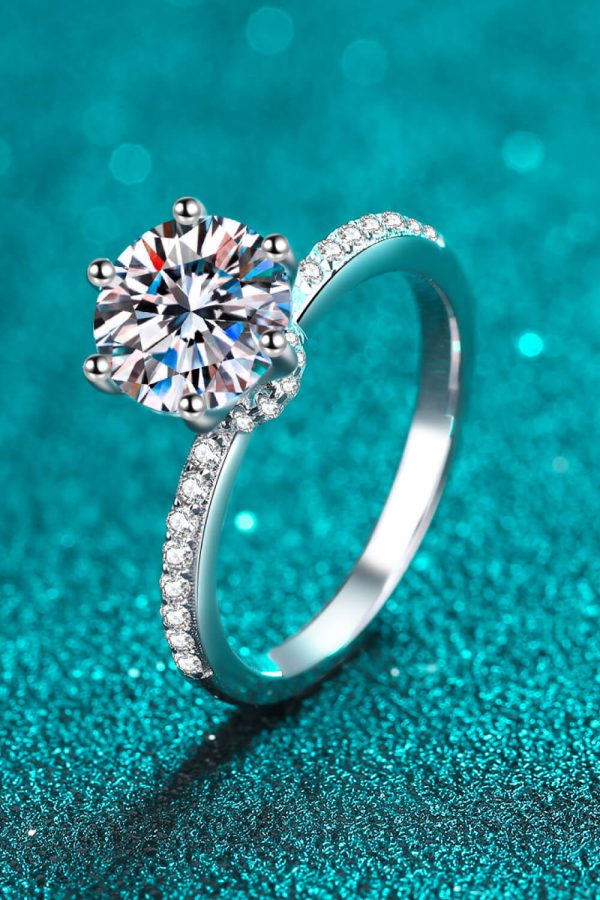 925 Sterling Silver 2 Carat Moissanite Ring Sale - Image 2