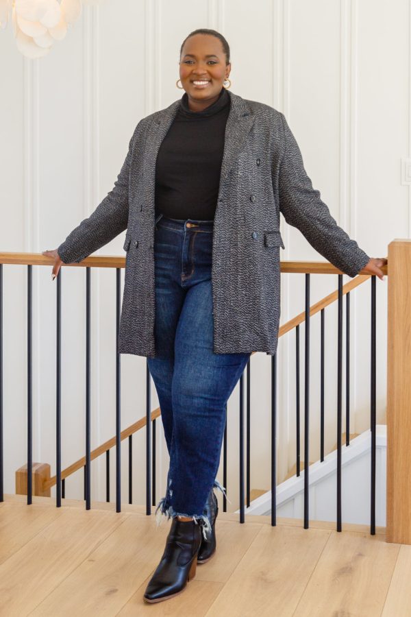 Chic Upon Arrival Button Down Blazer Jacket In Black Cheap