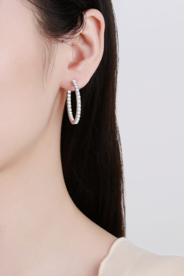 Moissanite Rhodium-Plated Hoop Earrings Online now - Image 4