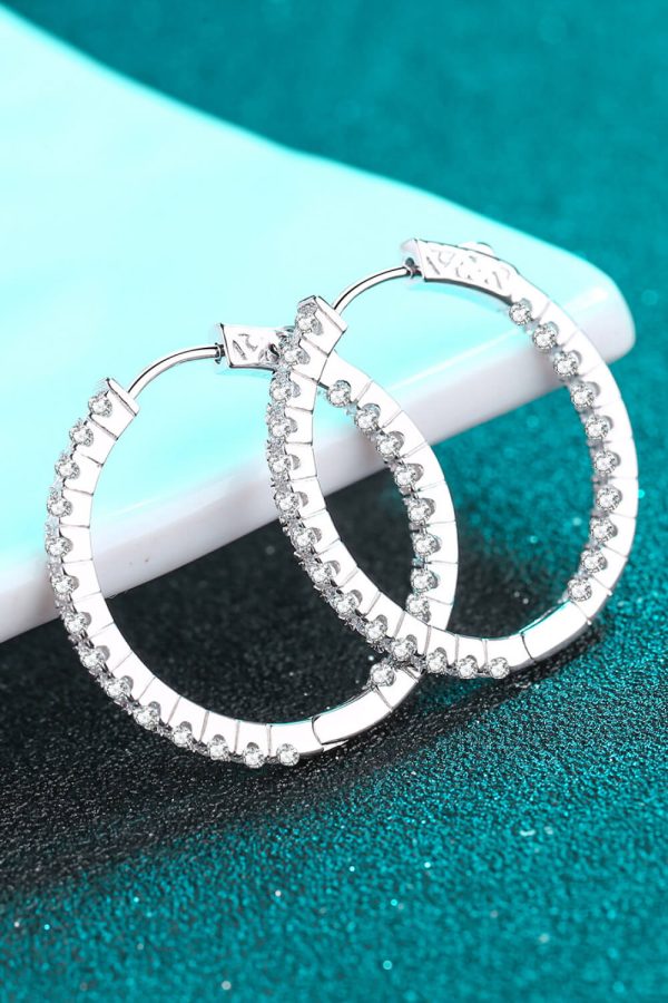 Moissanite Rhodium-Plated Hoop Earrings Online now - Image 2