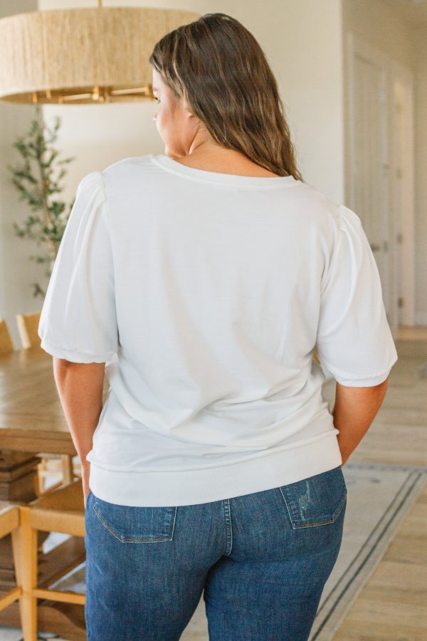 Pristine Puff Sleeve Top in White Discount - Image 5