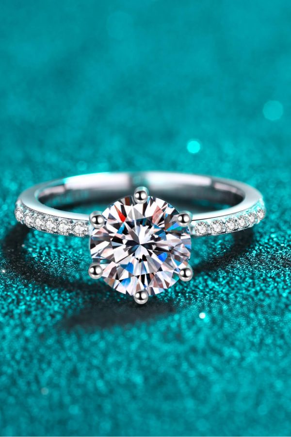 925 Sterling Silver 2 Carat Moissanite Ring Sale - Image 3