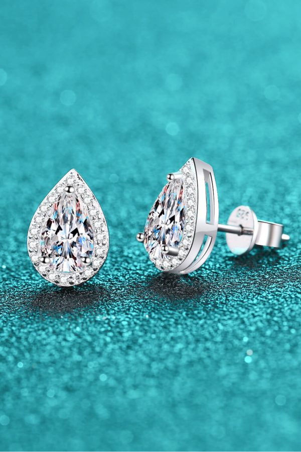 Moissanite Teardrop Stud Earrings For Discount - Image 4