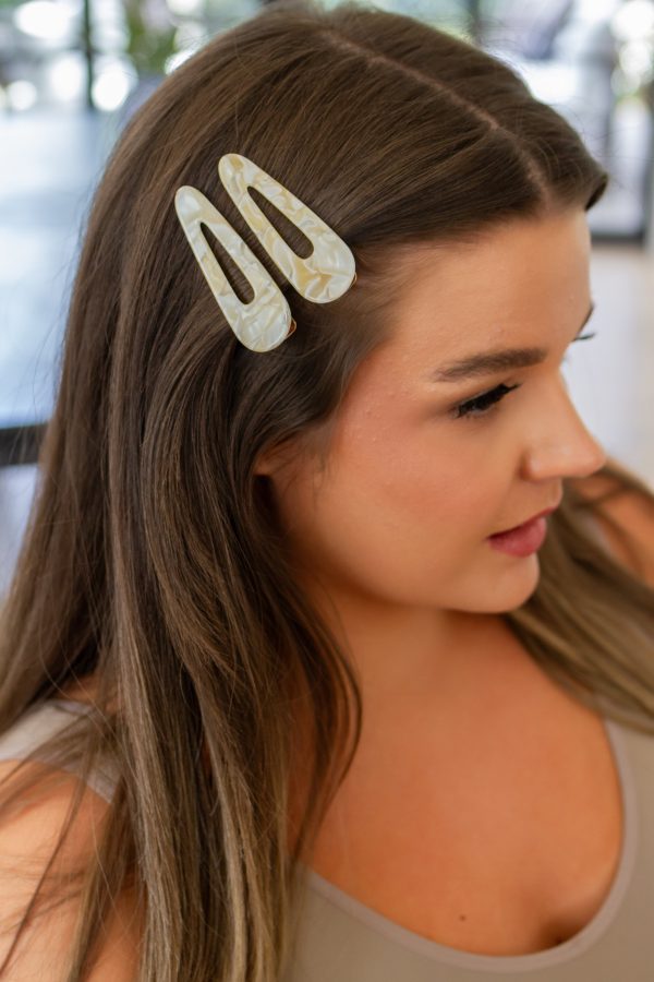2 Pack Teardrop Hair Clip in Gold Shell Cheap - Image 4