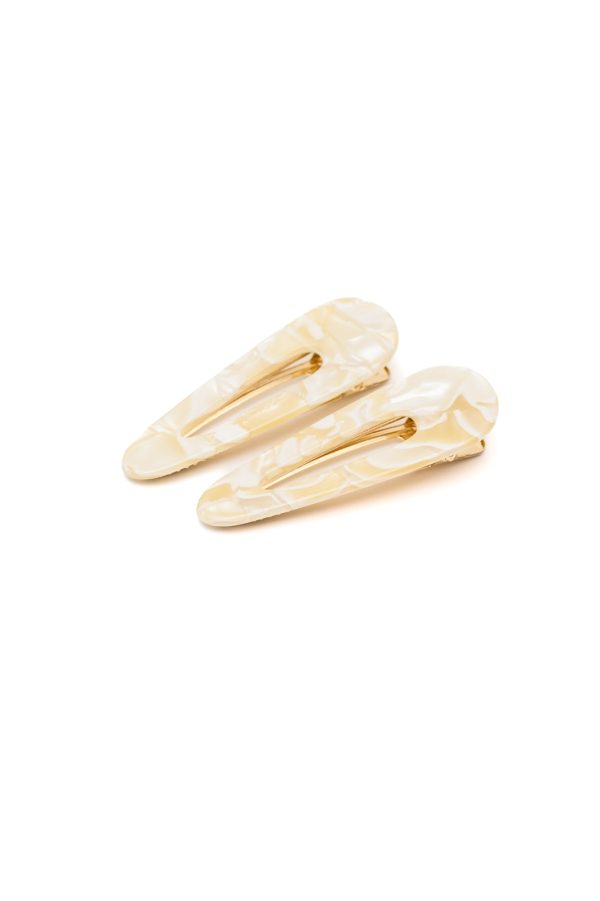 2 Pack Teardrop Hair Clip in Gold Shell Cheap - Image 2
