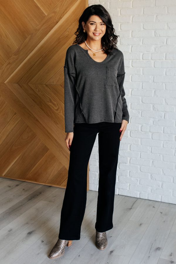 Kinda Sorta Ribbed Top in Charcoal Fashion - Image 3