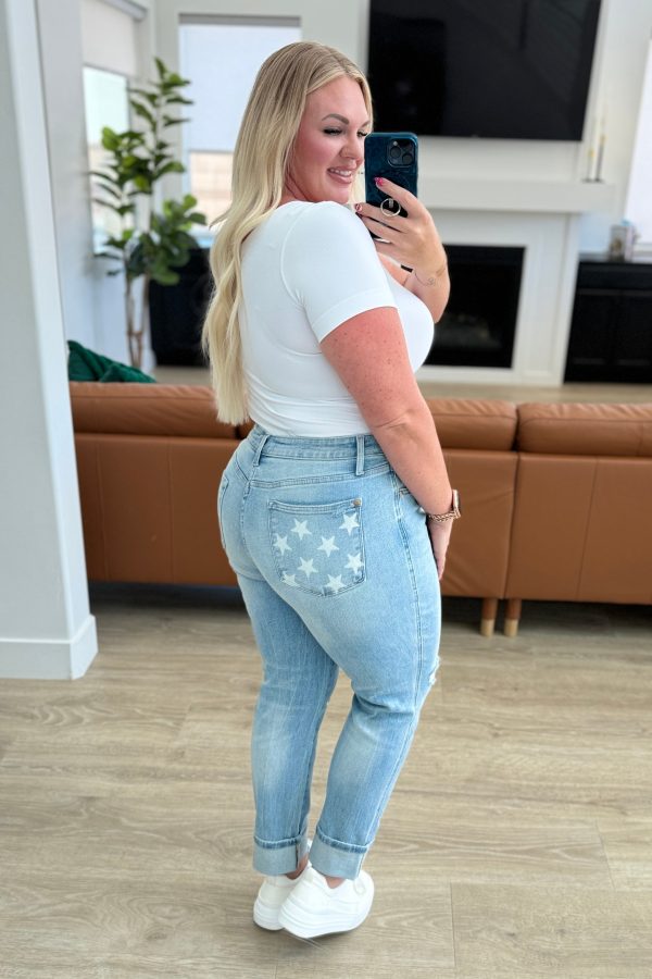 Sam Mid Rise Star Pocket Boyfriend Jeans For Discount - Image 4