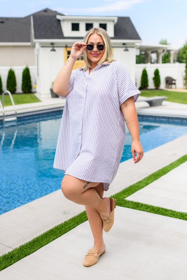 Cornelia Striped Shirt Dress Cheap - Image 4