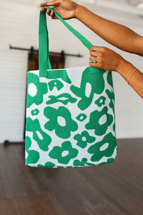 Lazy Daisy Knit Bag in Green Cheap - Image 3